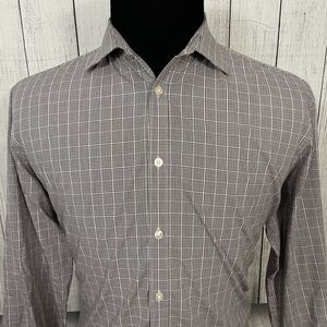 John Varvatos Men's Large Slim Multicolor Check Long Sleeve Button-Down Shirt